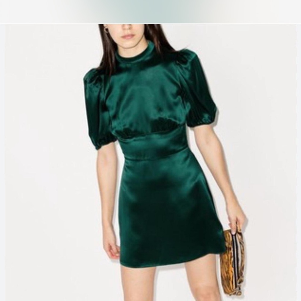 Reformation Emerald Silk Mini Dress